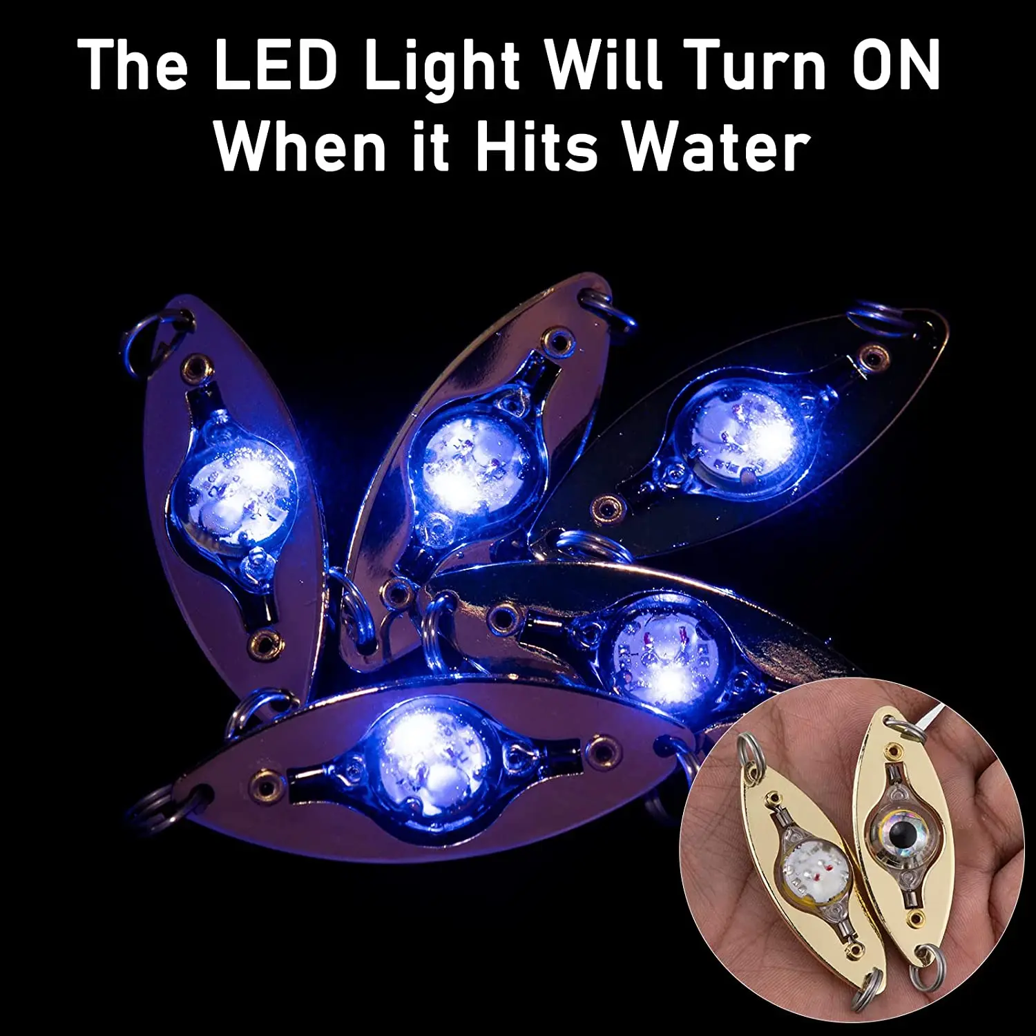 LED Fishing Lure Light Deep Drop Fishing Spoons Underwater Eye Shape Fishing Lure Light Tackle Fishing Equipment Accessories