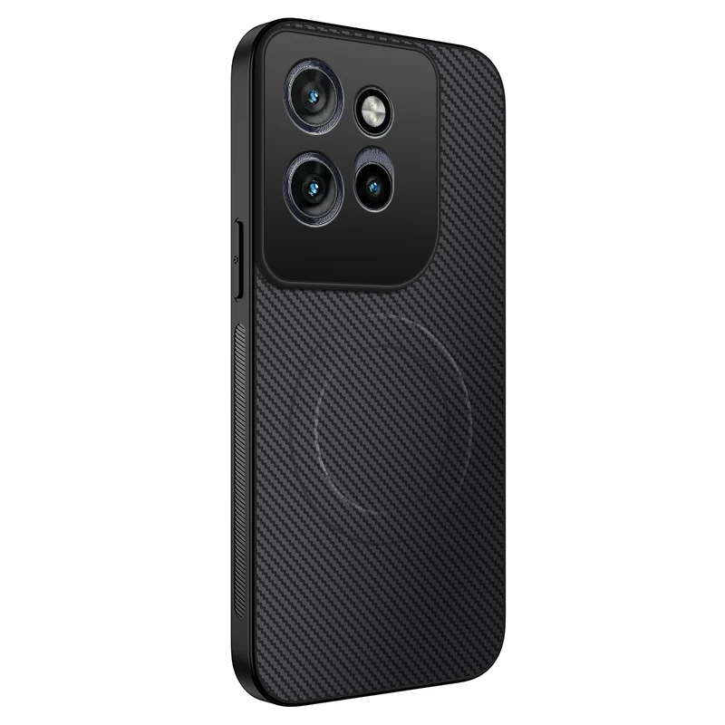 Sleek Carbon Fiber Magnetic Protective Back Case - Soft Silicone