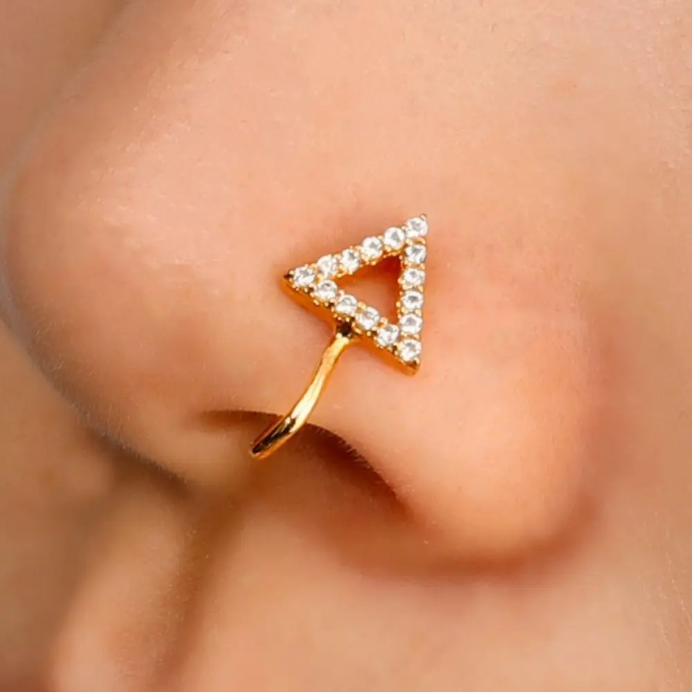 

Gold Plating Nose Cuff Elegant Jewelry Zircon Nose Clips Butterfly Copper Clip-On Nose Ring Women