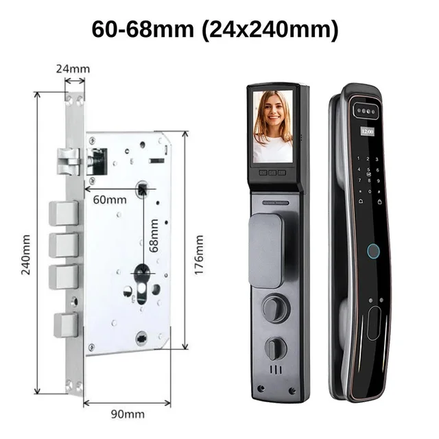 Glomarket Security Fully Automatic Visual Intercom Smart Lock 3d Face Recognition Biometric Fingerprint  Cerradura Inteligente 5