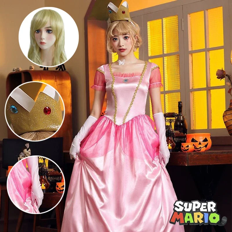 Princess Peach Dress Vestito Principessa Mario Bros Princess Peach