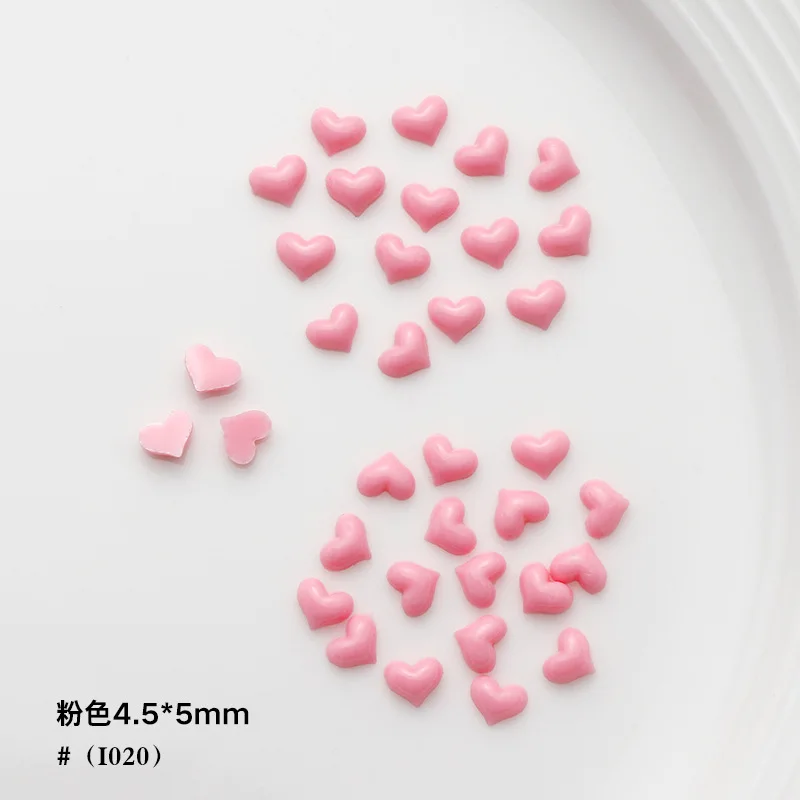 100Pcs/Bag Love Heart Nail Art Decorations White Pink 3D Nail Charms Resin Flatback Rhinestone Gems For DIY Manicure Accessories