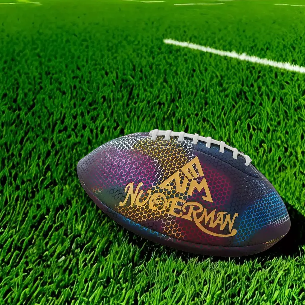 New American Football Soccer Rugby Association Football No.9 Footy Ball Special Reflective Rugby Ball for Youth Adult