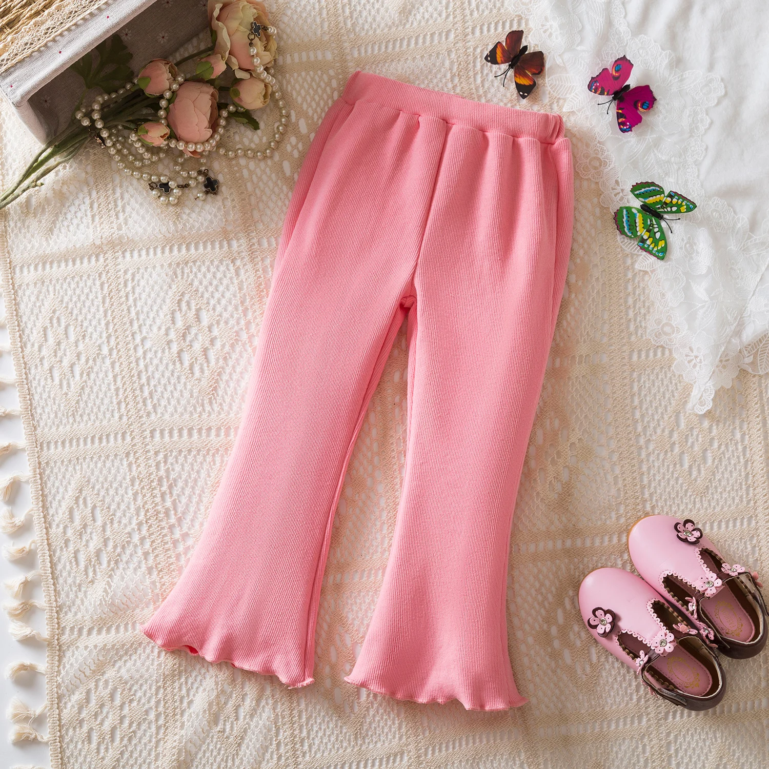 Children overalls pants Kids outfits Baby Flared Pants Girls' Autumn Winter Solid Color Casual Slim Stretch Trousers