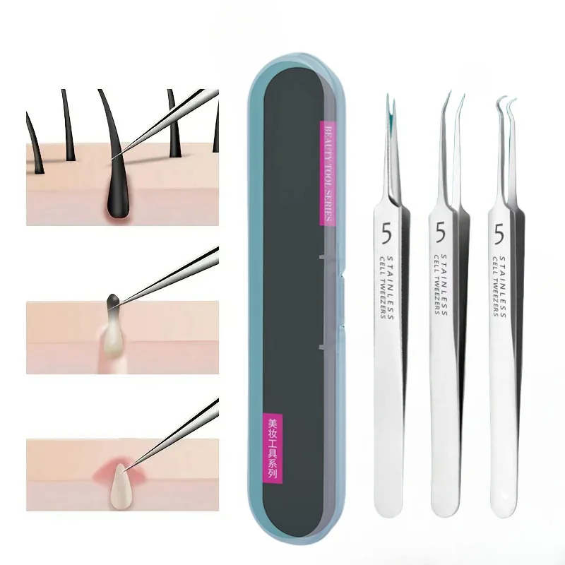 German Ultra-fine No. 5 Cell Pimples Blackhead Clip Tweezers Beauty Salon Special Scraping & Closing Artifact Acne Needle Tools