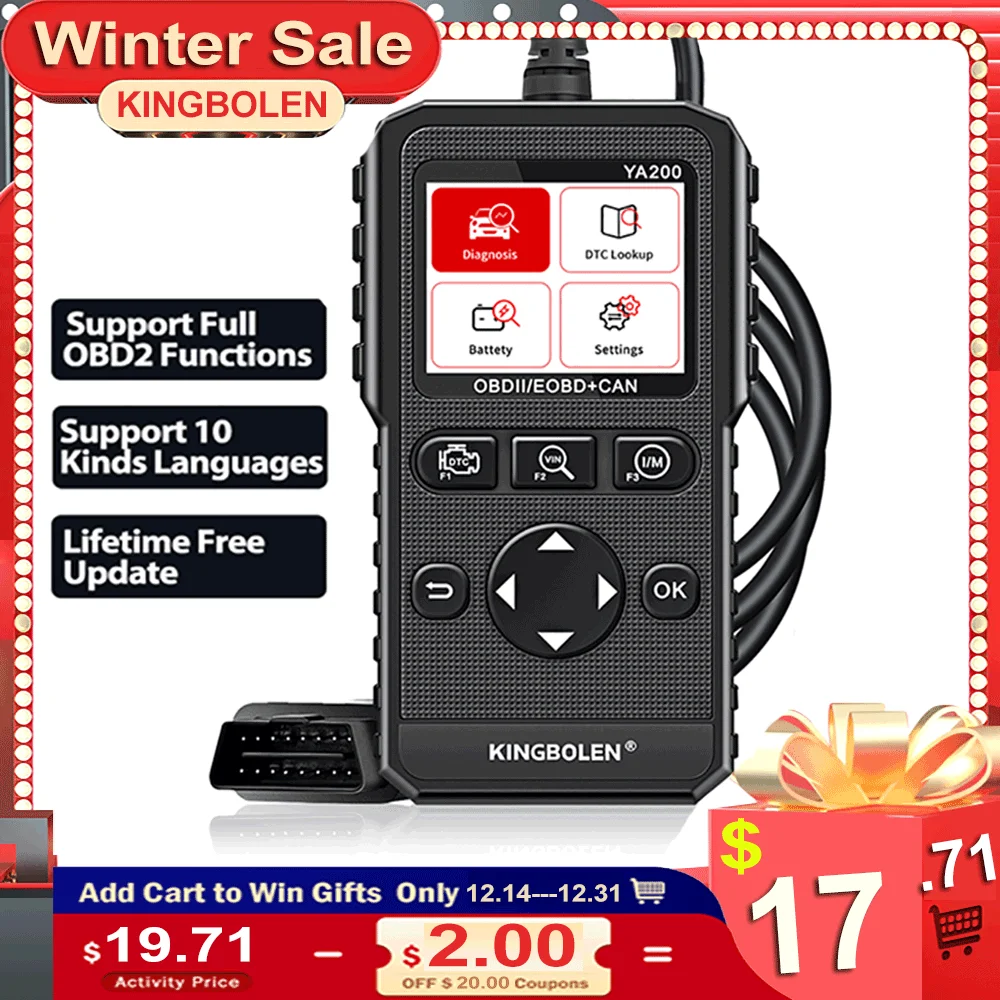 Kingbolen Ya200 Obd2 Scanner Professional Auto Engine System Diagnostic