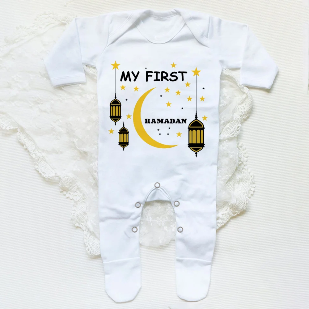 Baby Sleepsuit Baby Clothes My First Ramadan Print Baby Sleepsuit Boys Girls Clothes Newborn First Ramadan Babygrow Sleepsuit New Born Shower Gift Rompers