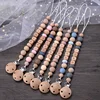 New Wooden Beech Letter Beads Baby Pacifier Clips Silicone Beads Anti-Lost Pacifier Chain for Dummy Nipple Holder 3