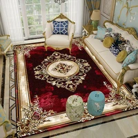 European Red Large Area Rugs Living Room Gorgeous Decoration Sofa Area Carpets Non-slip Bedroom Cloakroom Floor Mat Customizable 1