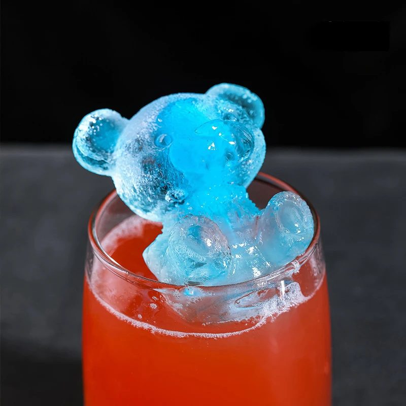 Ice Cube Maker Silicone Mold Ice Cream Popsicle Mould Creative DIY Bear Animal Shape For Bartender Whiskey Wine Bar Accessory