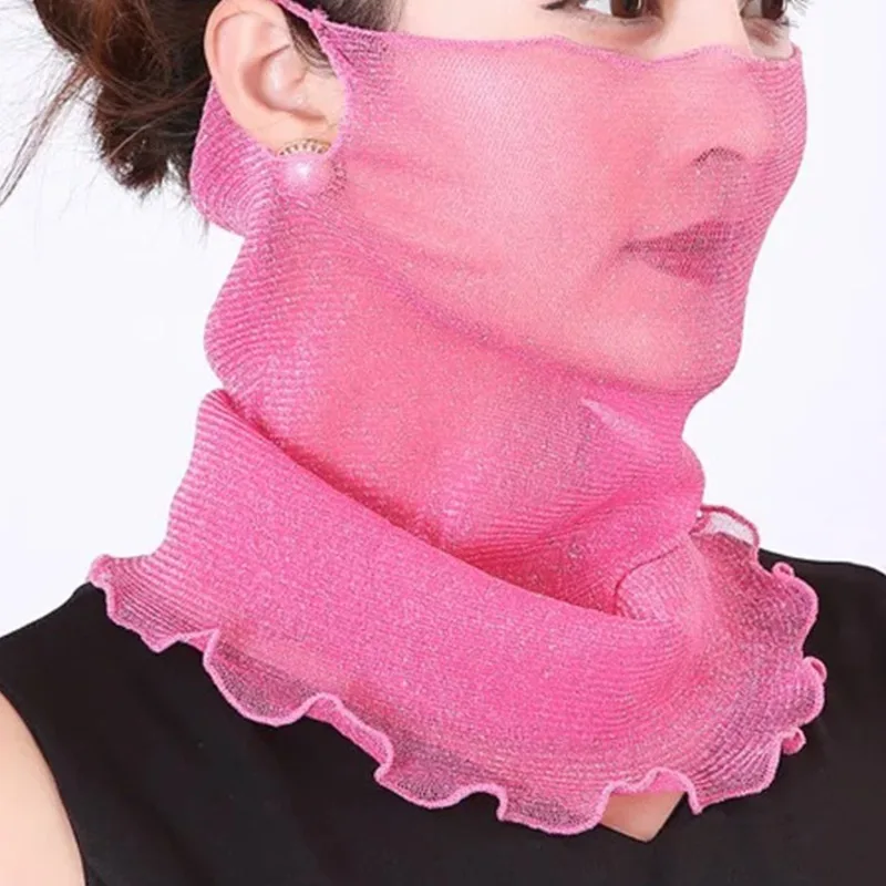 Chiffon Sommer Hals Kragen Schal Damen Gesichtsbedeckung Masken Seidenlätzchen Sonnenschutz Vielfalt Sonnenschutz Kreis Schal Mesh Stirnband – Detail 21