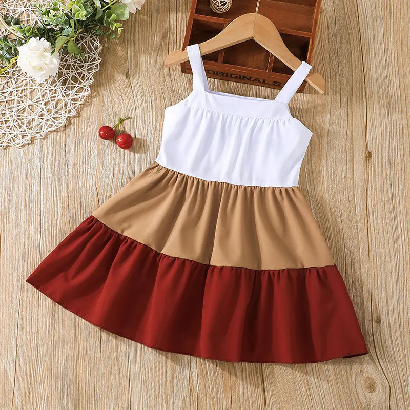 

Summer Children's Little Girls Dress Sling Splicing Dress New Sweet Fashion 30