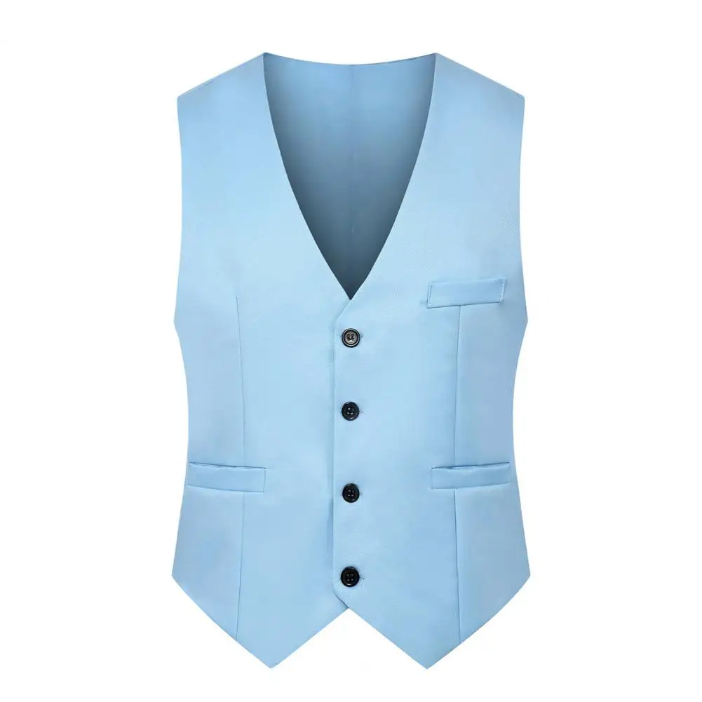 Pure Color Suit Vest Men Waistcoat Single-breasted Slim Business Waistcoat Men V Neck Formal Vest chaleco hombre жилетка мужская 6