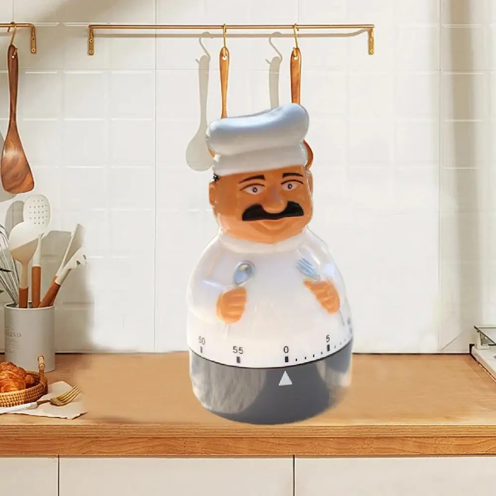 Chef-Shaped Mechanical Kitchen Timer - 60-Minute Cook & Study Companion