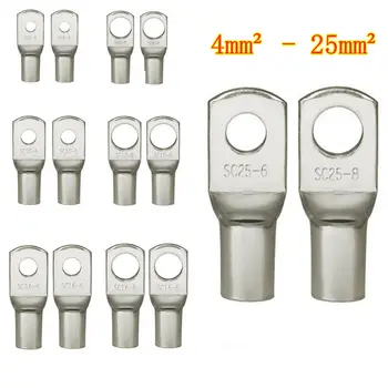100/50/25/10PCS 4-25mm Assortment Tinned Copper Lugs Ring Crimp Terminals Battery Wire Welding Cable Connectors Kit