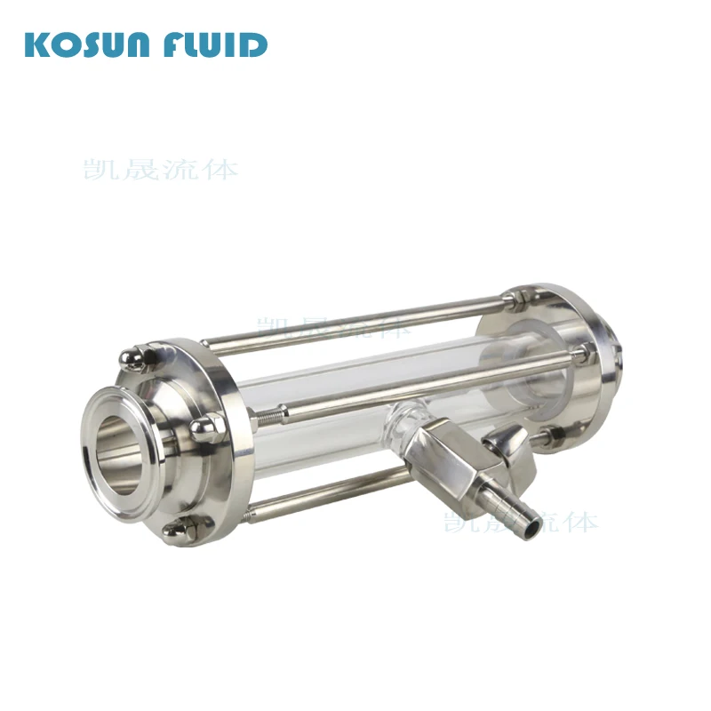 Stainess Steel Pipe Fitting Tri Clamp Long Style Sanitay Sight Glass With Faucet