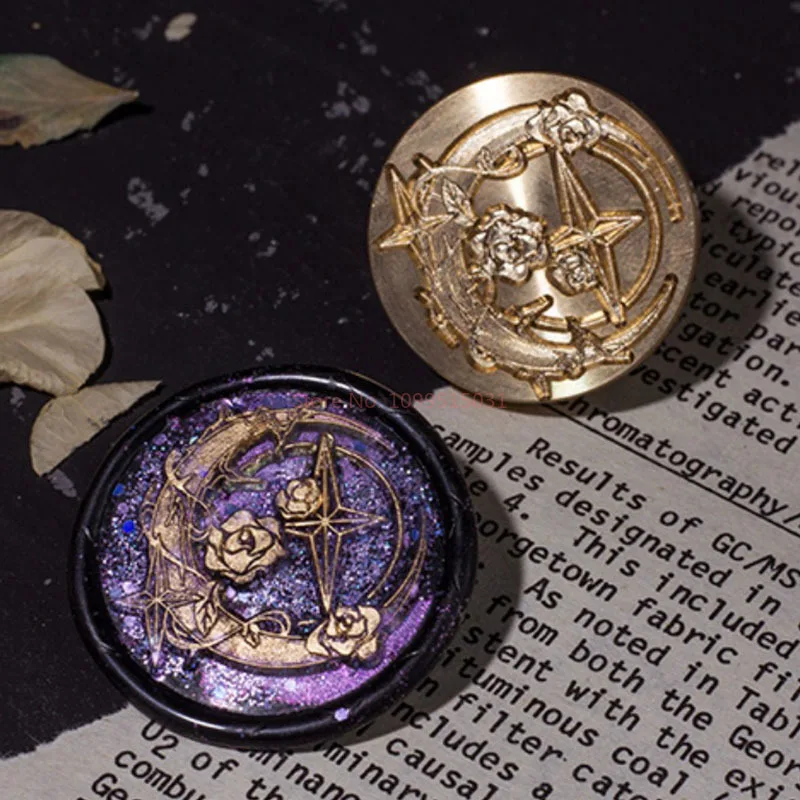 30mm Relief Seal Wax Stamps Copper Head New 3D Moon Rose DIY Sealling Wax Stamp Envelope Wedding Invitation Crafts Decoration