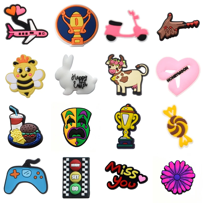 

Hot Sales 1Pcs Cute PVC Shoes Charms Accessories Fit Croc Wristband Garden Clog Buckle Pins Decorations Boys Girls Party Gifts