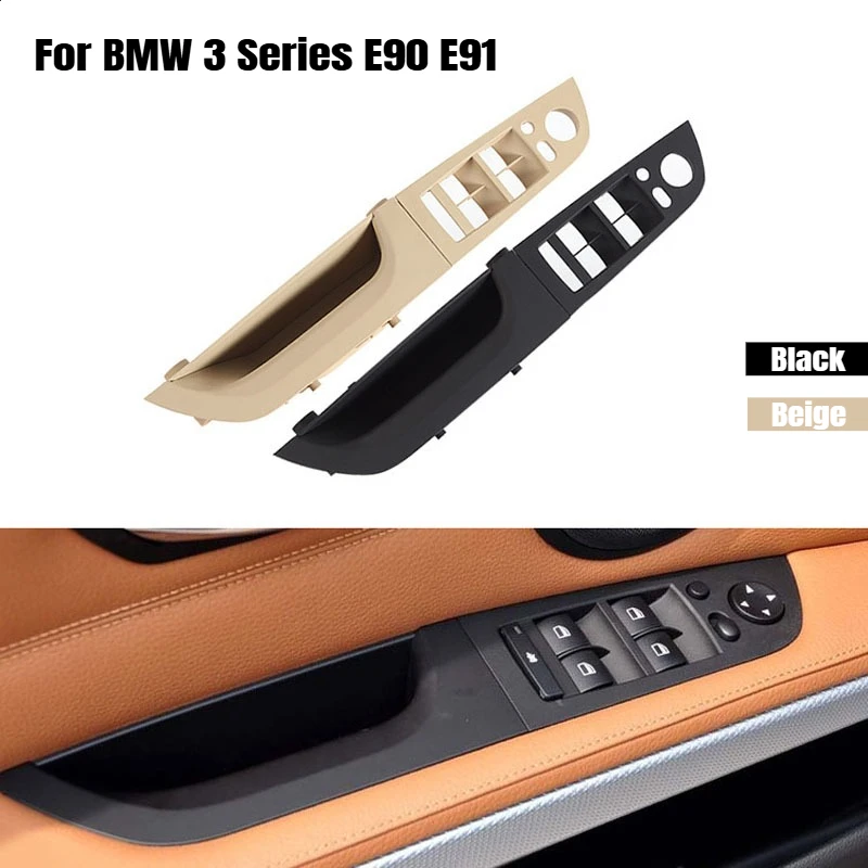 BMW 3 시리즈 E90 E91 318 320 325 328 330 335용 LHD 내부 도어 핸들, 내부 도어 패널 핸들 바 풀 트림 커버
