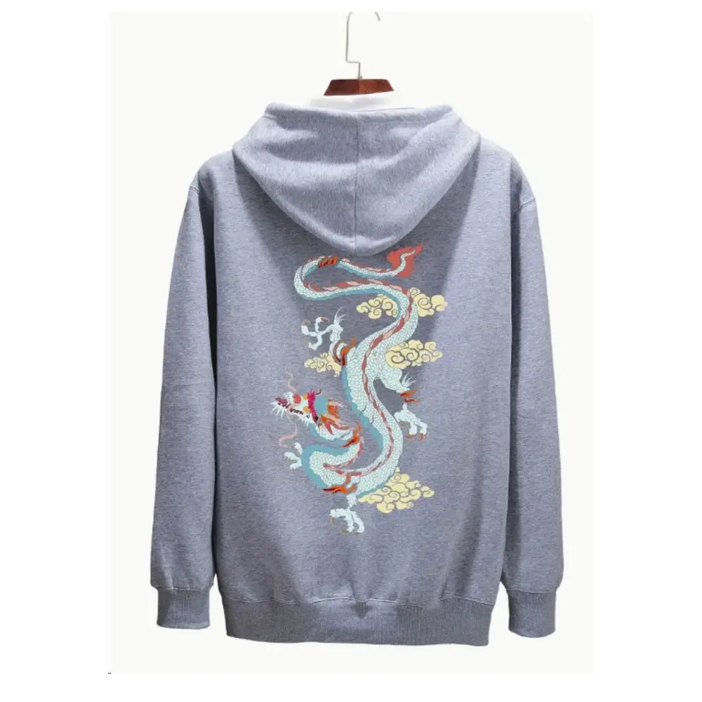 Dragon Back Print Hoodie for Women Comfy Stretch Drawstring Trendy Hooded Pullover With Kangaroo Pocket Drawstring Hoodies hoodies aztec geometric kangaroo pocket hoodie in gray size 2xl 3xl l m xl