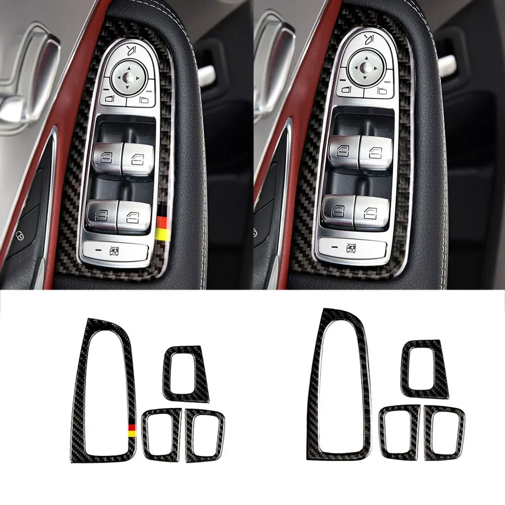 

For Mercedes Benz C Class W205 C180 C200 C300 GLC260 Auto Carbon Fiber Window Switch Armrest Panel Cover Sticker Trim 자동차용품