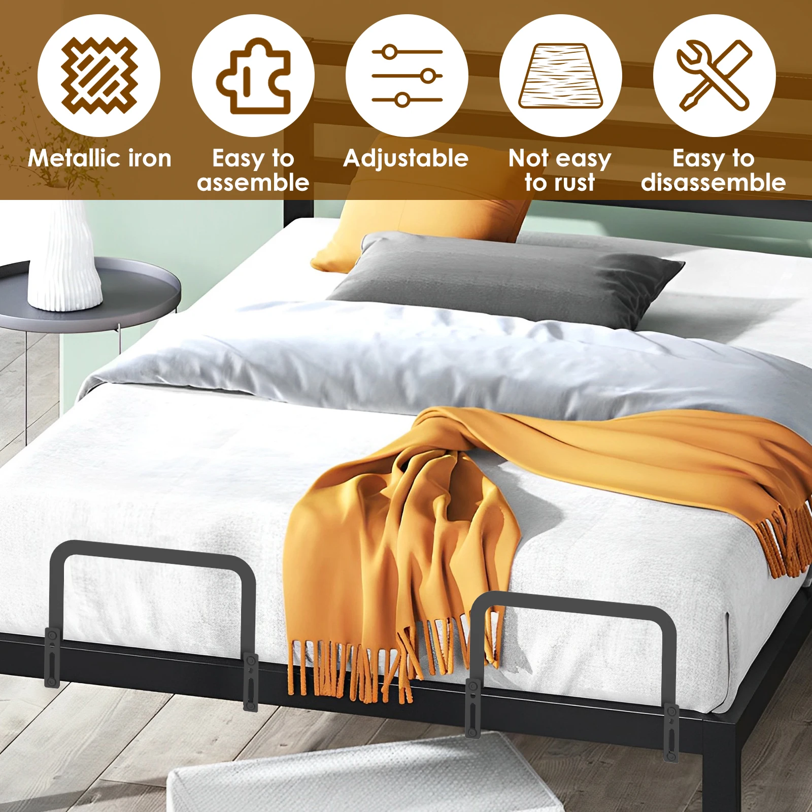 Nonslip Mattress Slip Stopper Metal Adjustable Mattress Grippers Easy to Assemble Retainer Bar Bracket 1/2Pcs for Home mattress grippers