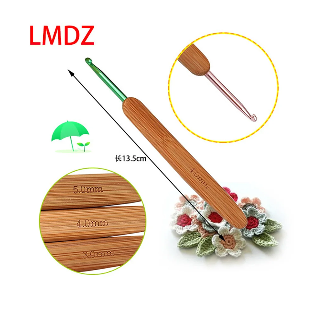 9개 대나무 크로셰 바늘 세트 레이스 크로셰 바늘 2.0mm 6.0mm 뜨개질 바늘 손잡이 직조 실 바느질 도구 크로셰 세트