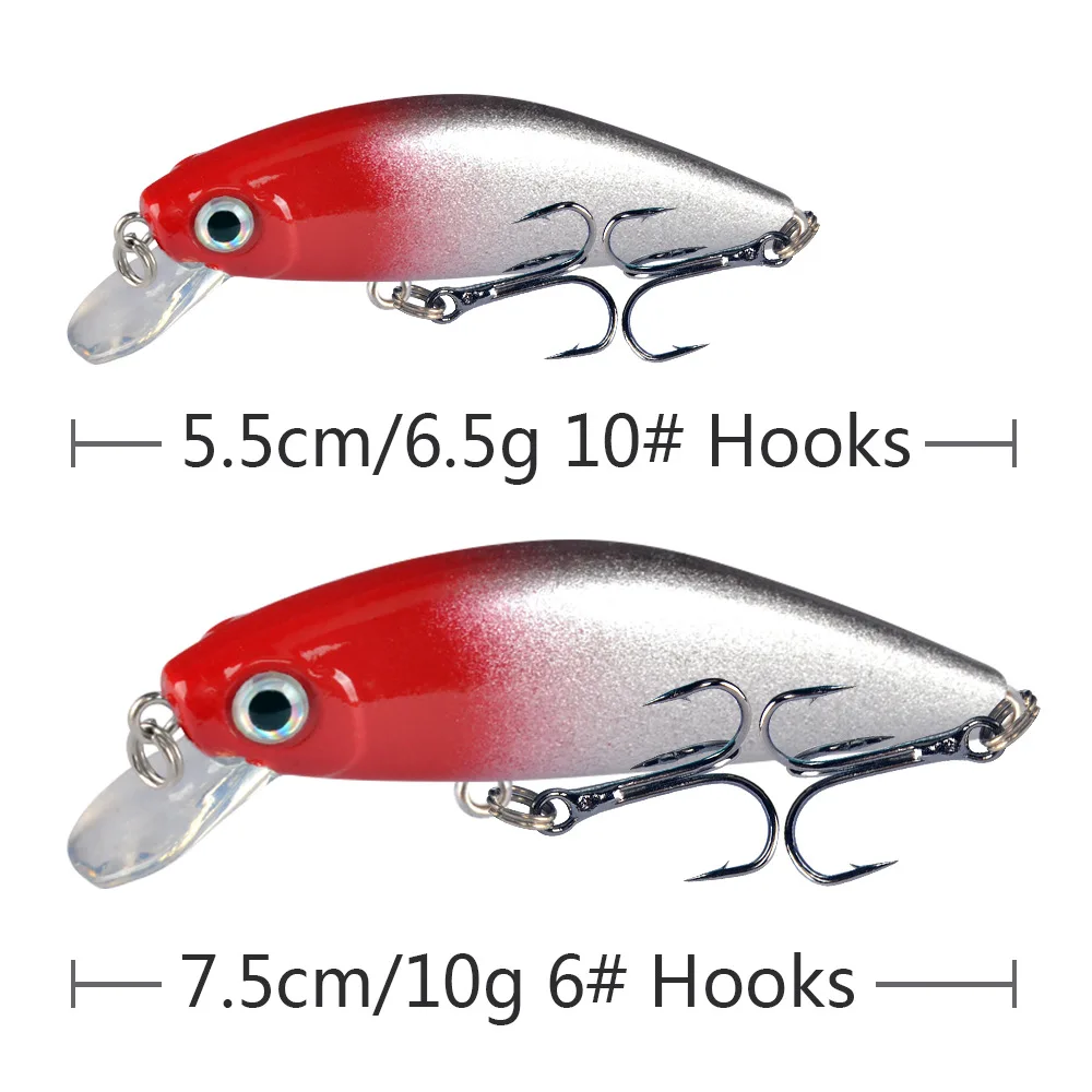 1PCS Minnow Fishing Lure 5.5-7.5cm 6.5-10g Pesca Hooks Fish