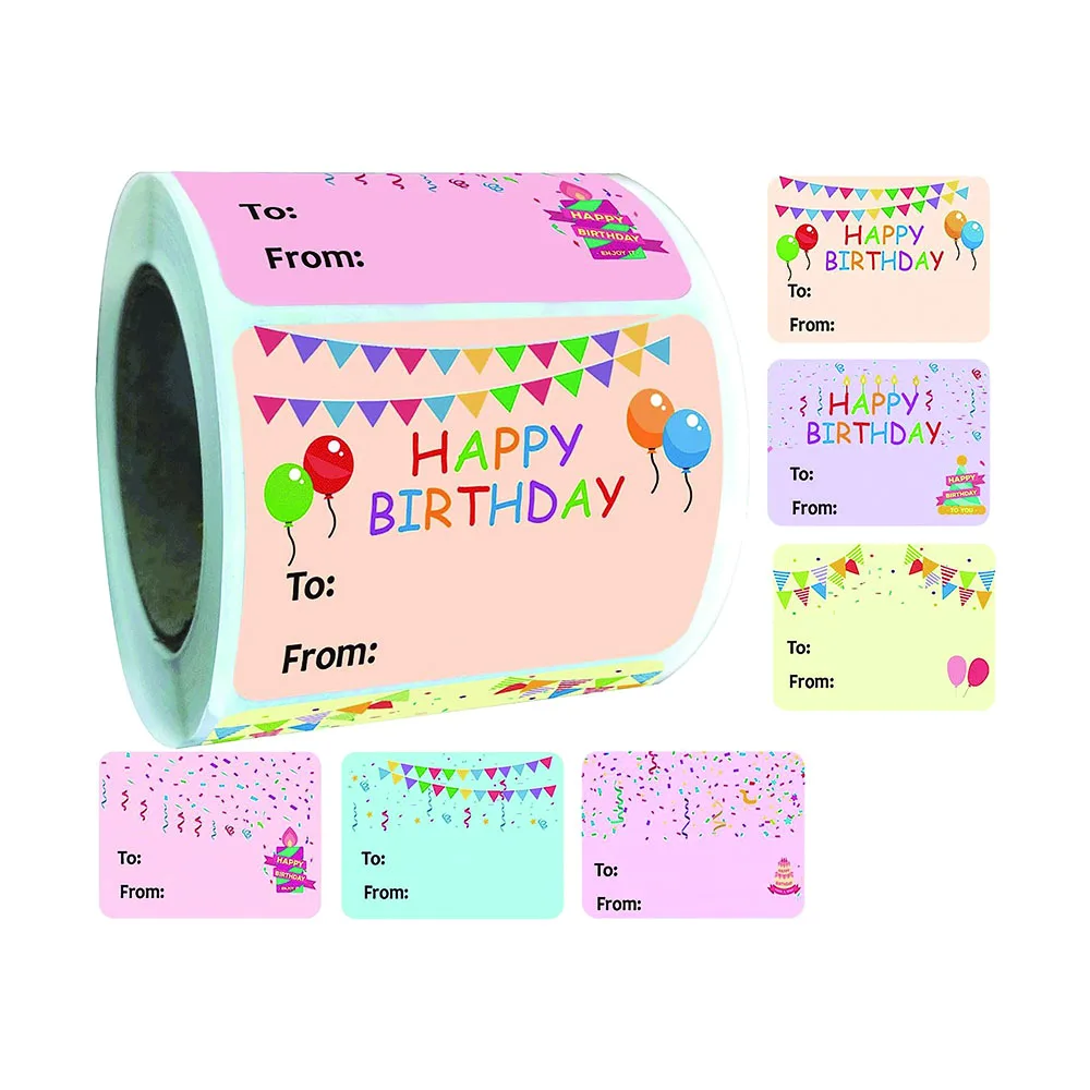 300 Pcs Happy Birthday Gift Tags Name Tags Stickers 1.5 x 2 Inch Rectangle Christmas to from Labels Packages Seals