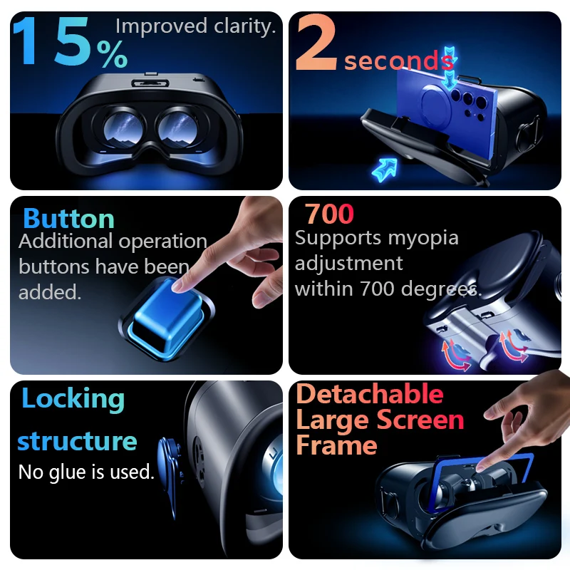 Visore per Realtà Virtuale 3D VR, Occhiali, Dispositivo con Lenti, Headset, Goggle Smart per Smartphone, Cellulare, Mobile, Visualizzatore di Giochi - immagine 6