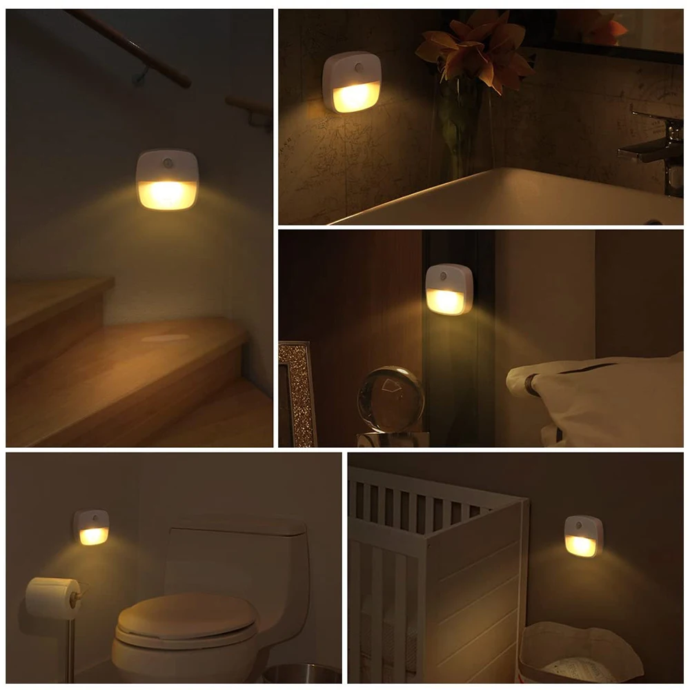 2PCS LED Motion Sensor PIR Night Light Cordless Battery Powered Closet Stair Light - 5