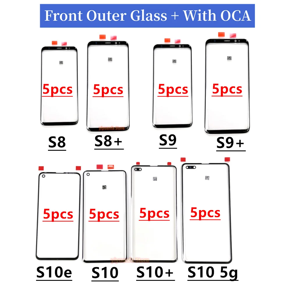 5 Pezzi Di Vetro Esterno Anteriore Con Colla Oca Per Samsung Galaxy S8 S9 S10 Plus S10E S10 + S9 + S8 + Sostituzione Delle Parti Di Riparazione Dello 