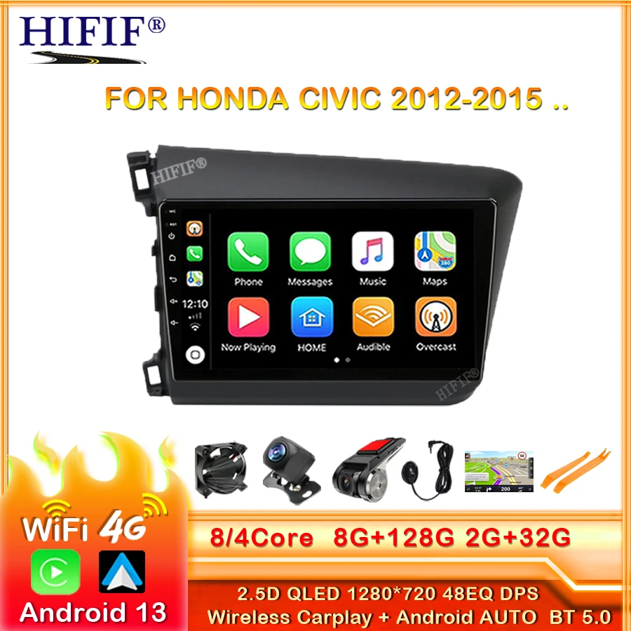 

Мультимедийная магнитола для HONDA CIVIC 2012-2015, мультимедийная стерео-система на Android, с 9 "экраном, GPS, Wi-Fi, DSP, RDS, 2.5D, типоразмер 2DIN