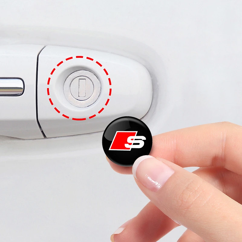 14.5mm Car Lock Keyhole Stickers Decoration Protection For Audi Sline