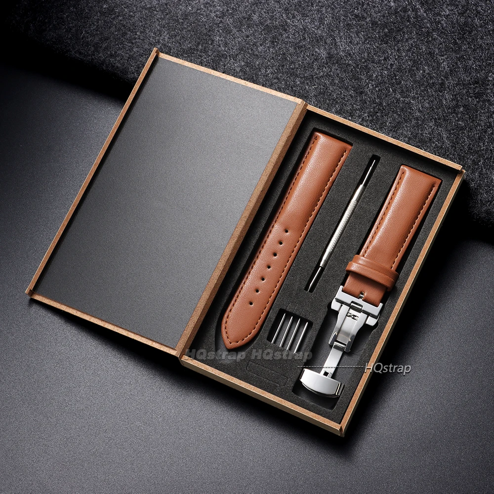 Elegant Calfskin Watch Band with Butterfly Clasp
