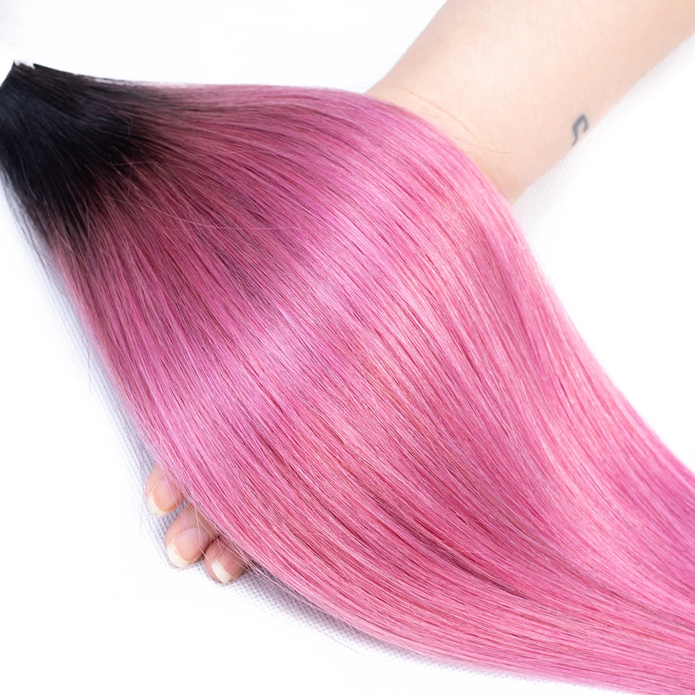 Straight Ombre Grey Pink Rose Golden Red Remy Human Hair Extension Ombre Hair Weave Bundles Bobbi Collection 1 Bundle