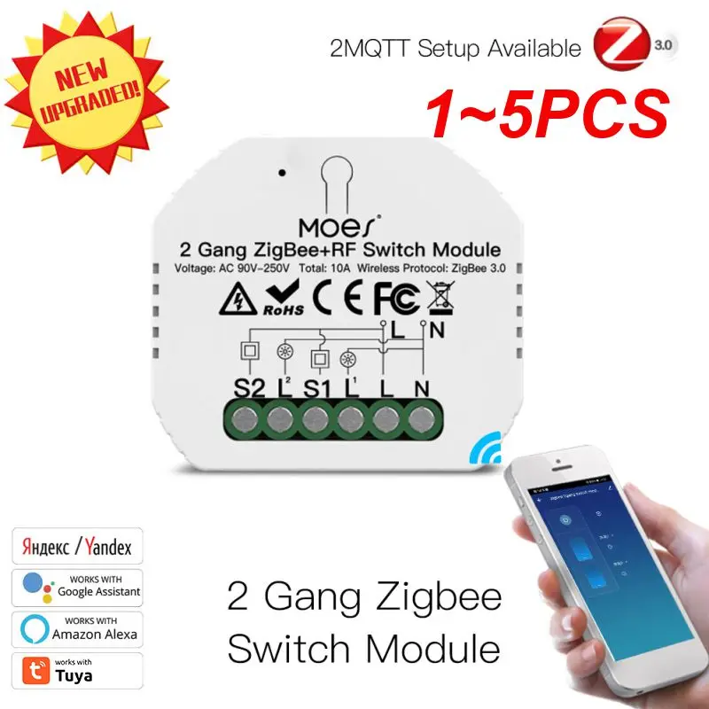 

1~5PCS Tuya 3.0 Smart Light Switch Relay Module 1/2/3 Gang Smart Life/Tuya App Control, Works with Alexa Home