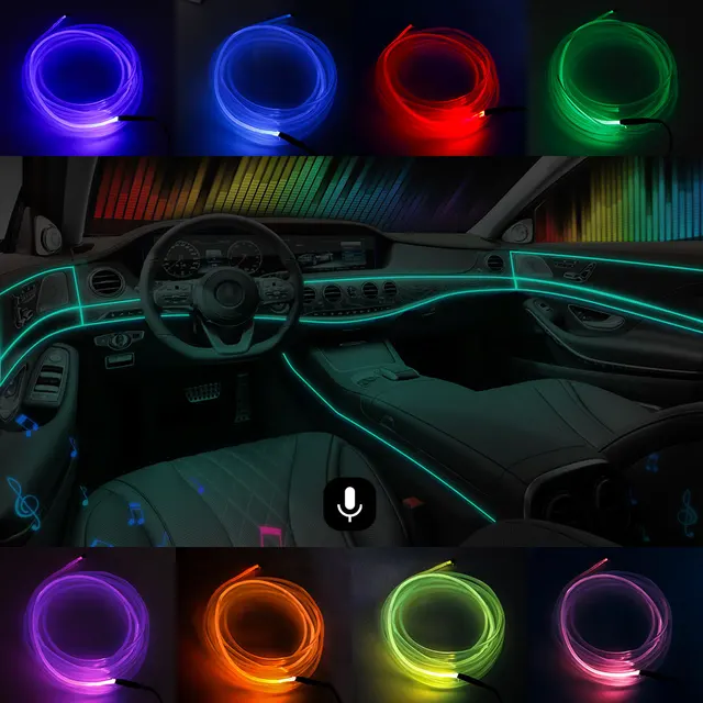 RGB 6V APP USB 1M/2M/3M/4M/5M Car Interior Light LED Strip Decoration  Flexible Neon Lights Car Atmosphere Sync to Music Lamp - AliExpress
