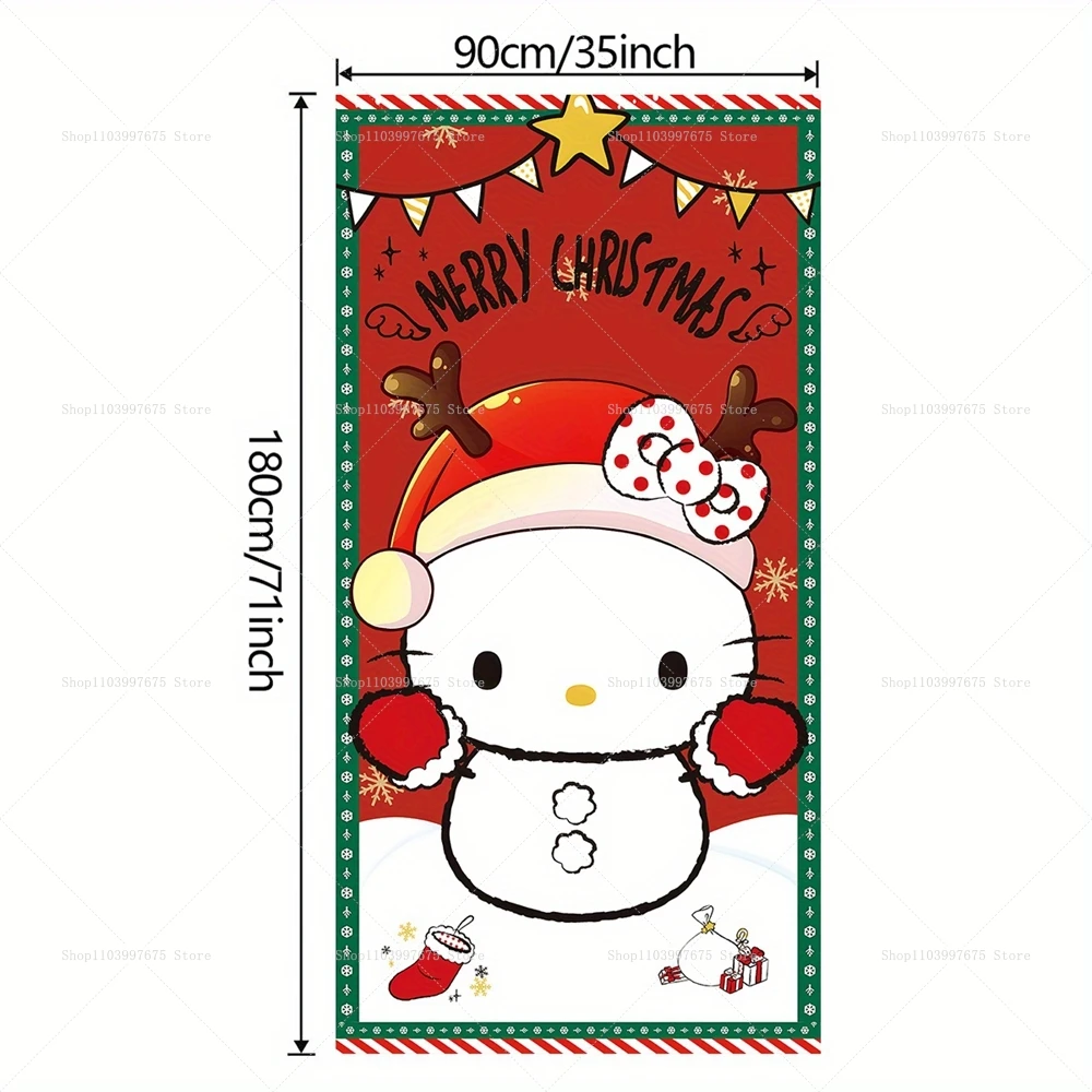 Weihnachten Katze Duschvorhang – Niedliches Design Mit Roten Vögeln & Kiefern, 180x180 Cm, Mit Haken