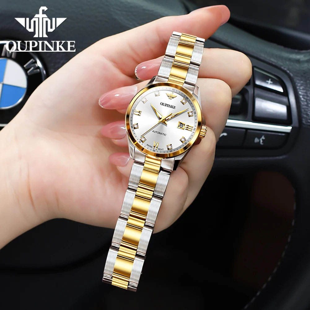 OUPINKE 3199 High end Brand Swiss Movement Women's Watches Sapphire Automatic Mechanical Watch 50m Waterproof Bracelet Gift Box 4