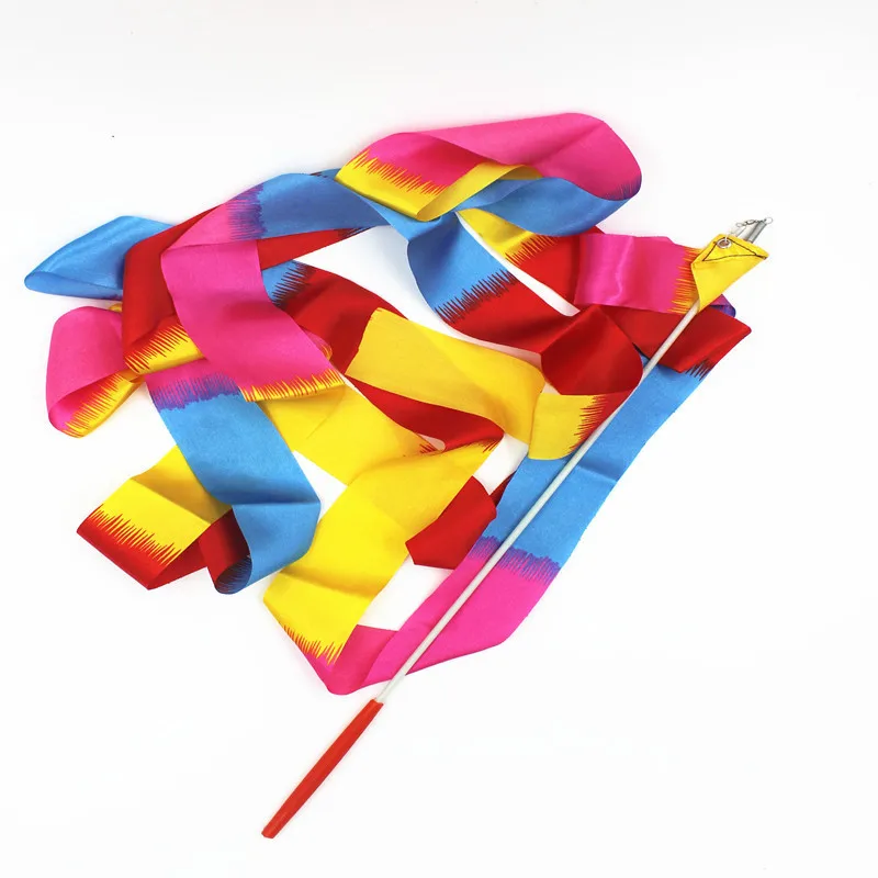 2m 4m Gymnastics Colored Ribbons Colorful Gym Ribbons Rhythmic Gymnastics Equipment Dance Ribbon Ballet Streamer Twirling Rod
