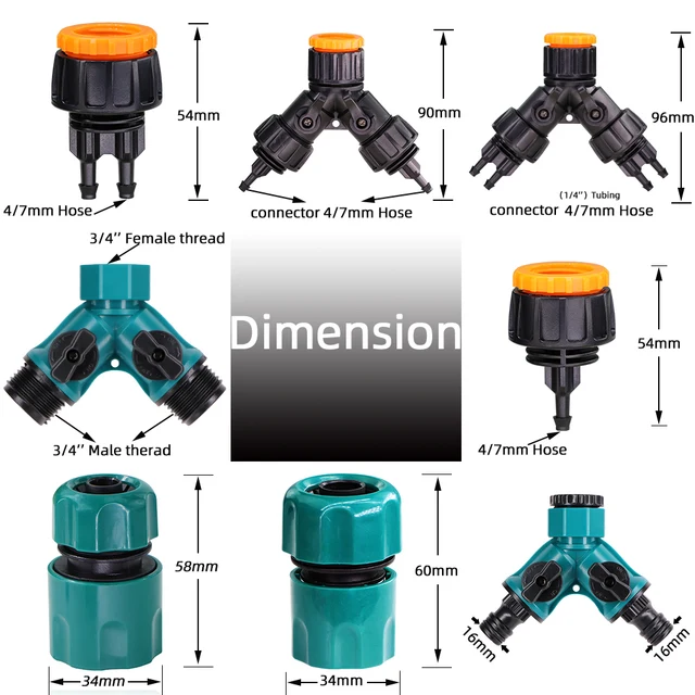 Kerti Öntözési Csatlakozó 2 Út Négyirányú Elválasztó 1/2 "3/4"-1/4 "Barb Wage Cső Adapter, Amely Alkalmas Növényi Öntözésre - Image 2