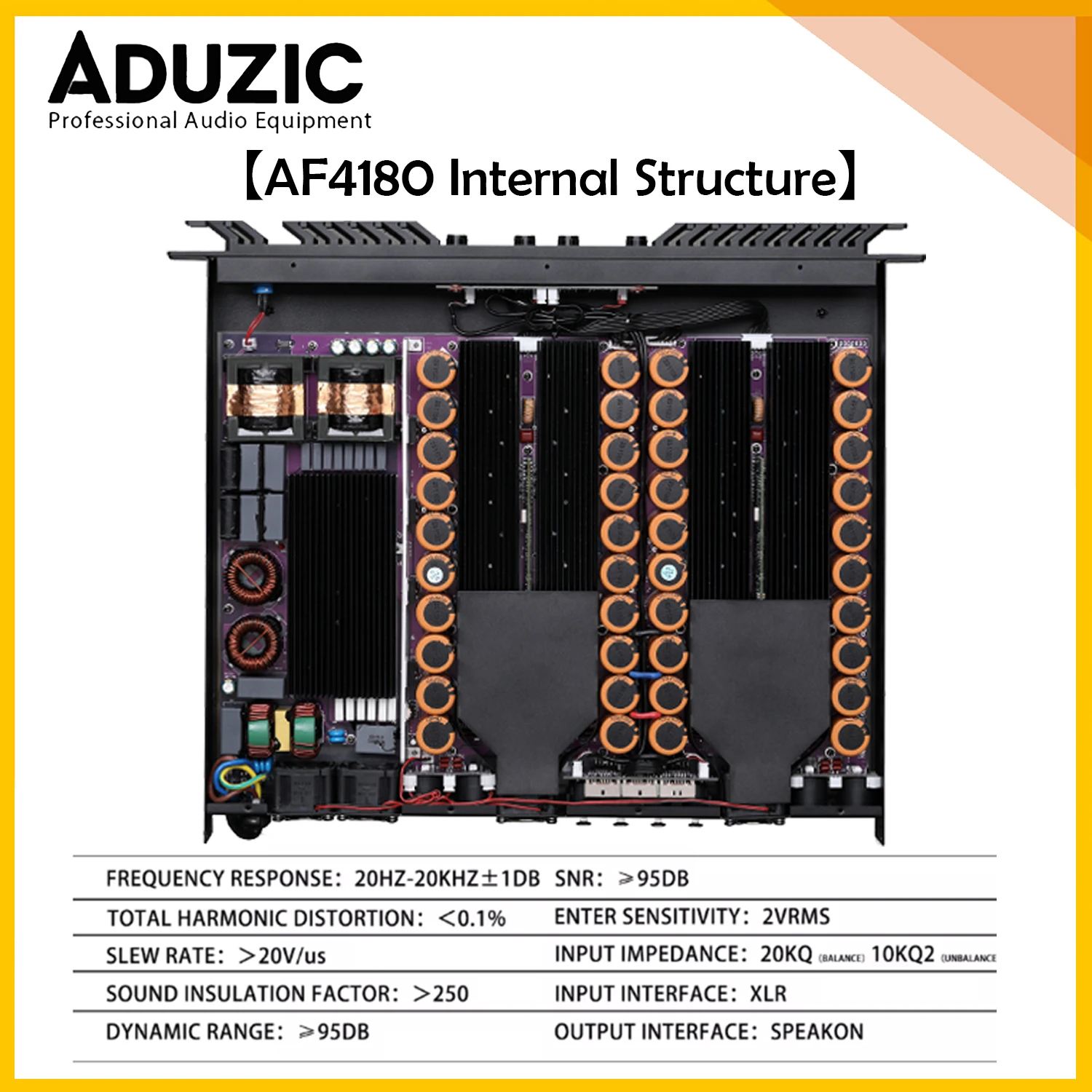 Aduzic AF4180 고출력 4채널 오디오 앰프 4x1800W 클래스 D 90V-260V 오디오 앰프 5300W 브리지 스테이지 라인 어레이 스피커용