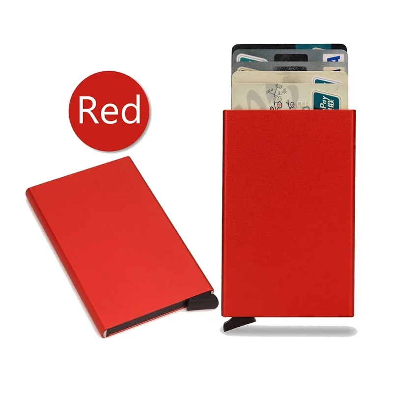 Sleek RFID-Blocking Metal Card Holder Wallet - Minimalist Black Design