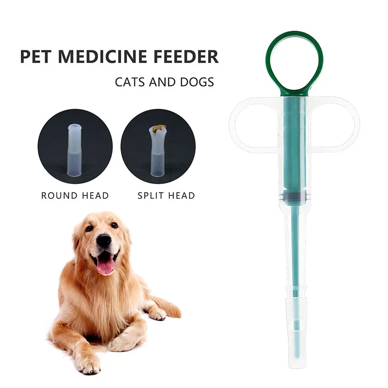 Pet Medicine Syringe Press Type Pet Feeder Pill Gun Piller Push Dispenser Feeding Injection Needle Container Dog Cat Accessories