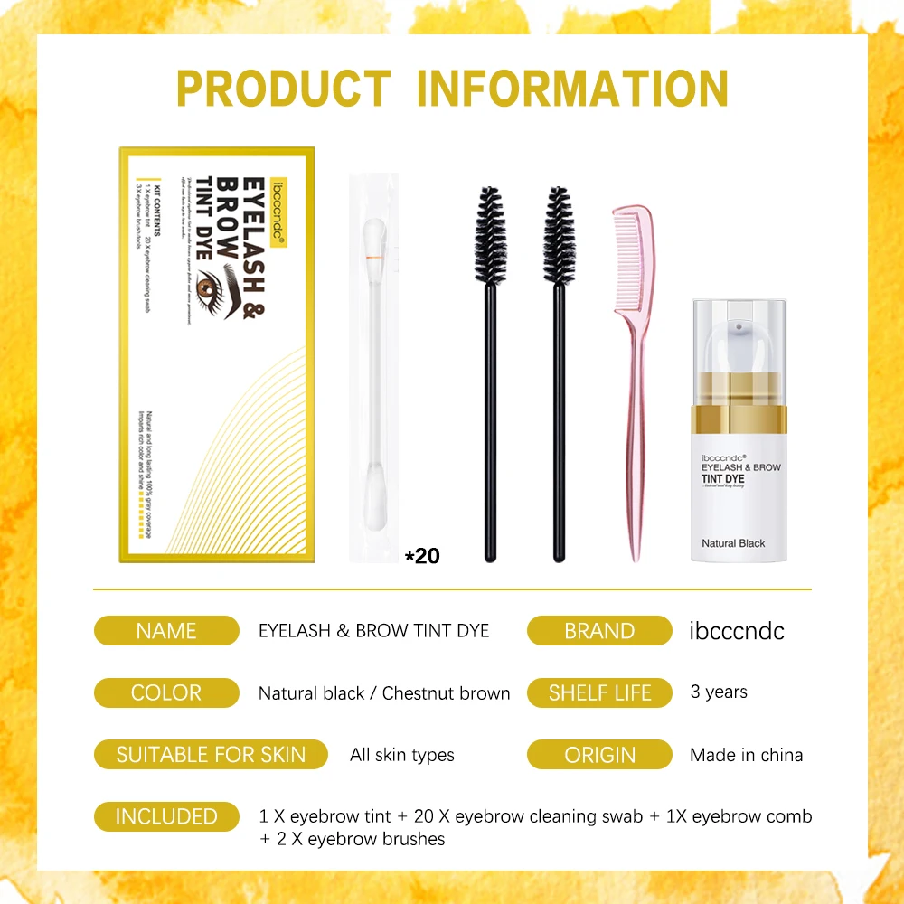 Tinting Gel Kit for Lash and Brow Enhancement with Cleaning Tools