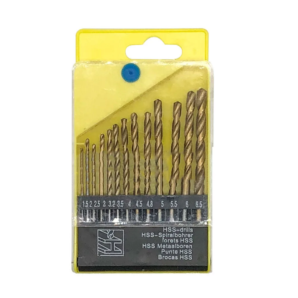 

13pcs Coated Titanium Drill Bit Set For Drilling Metals Wood Hand Drill High Speed Steel 1.5-6.5mm Woodworking Tools Spare Parts