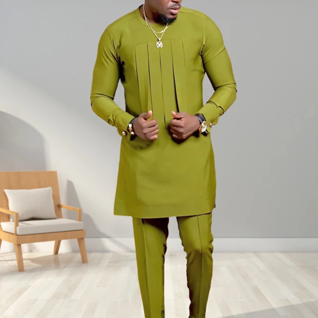 Jide African 2pcs Pleated Long-sleeved Top Pant - Image 4