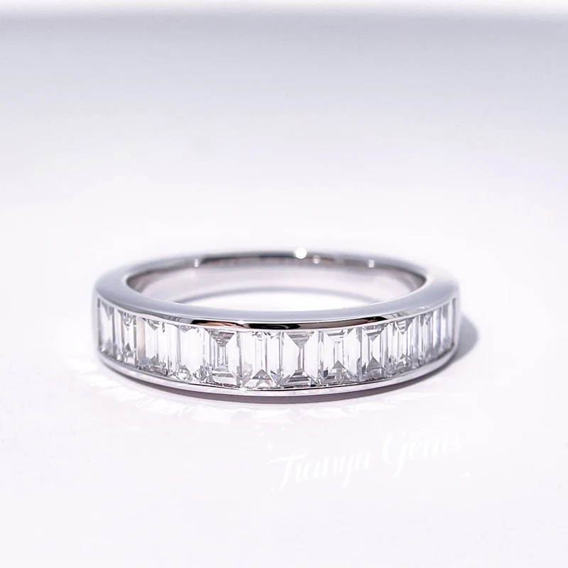 

Tianyu Gems Moissanite Wedding Band Baguette Cut 3x2mm Gemstone Silver 925 White Gold Custom Rings Women Engagement Fine Jewelry