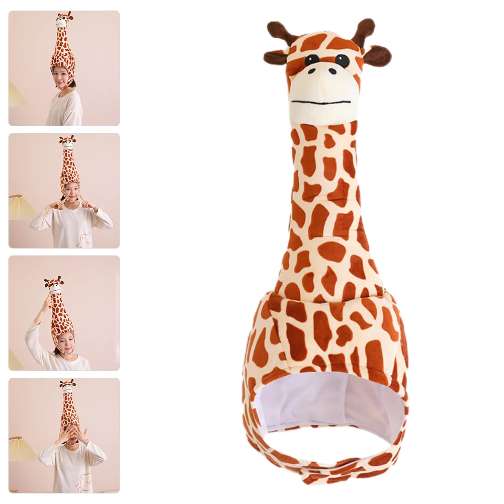 

Giraffe Costume Hat Plush Hat Funny Giraffe Shape Headwear Novelty Animal Hat Plush Giraffe Headdress Party Selfie Giraffe
